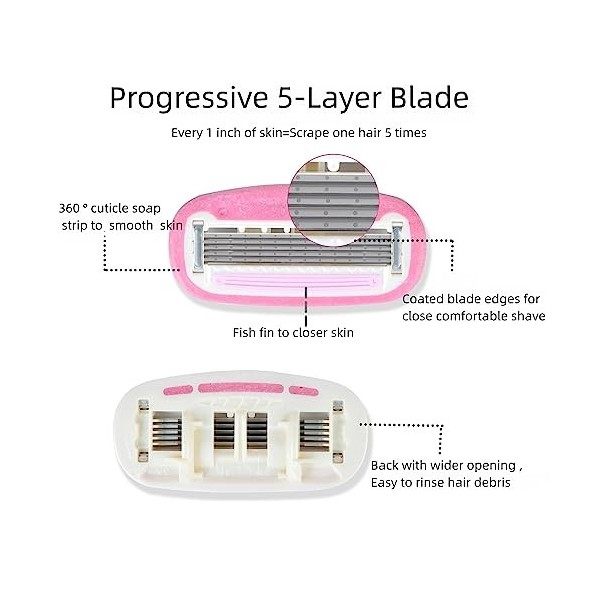 Mini rasoir, 5 lames de rasoir pour femmes, rose rasoir pour femmes avec boîte daccessoires de voyage personnelle, ultra lis