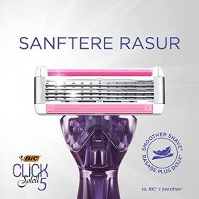 BIC Razors Click 5 Soleil Rasoir Femme 5 Lames, Tête Pivotante et Bande Lubrifiante avec Recharges - Coffret de 1+10