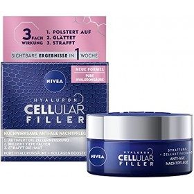 NIVEA Hyaluron Cellular Filler Anti-Age Night Cream 50 ml , régénérant soin du visage avec extrait de magnolia, hydratant an ...