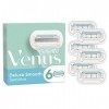 Gillette Venus Lot de 6 lames de rasoir Deluxe Smooth Sensitive pour femme - Lubrastrip avec une touche daloe vera