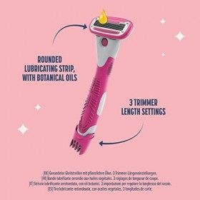 by Amazon Lot de 3 recharges + rasoir à 5 lames avec tondeuse 3 en 1 pour femme précédemment marque Solimo 