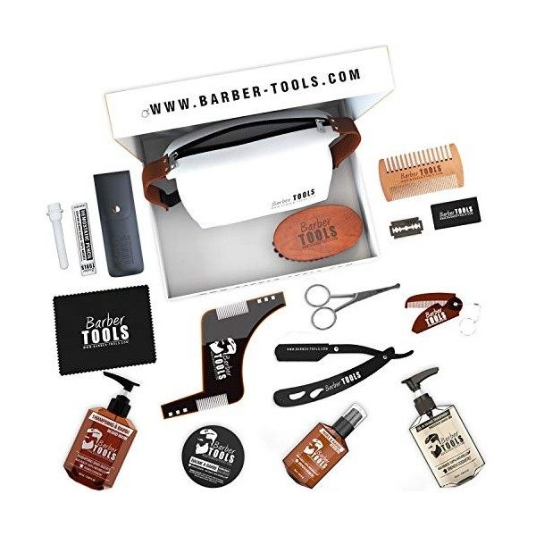 Kit/Set/Coffret dentretien et de soin pour barbe avec Soin de barbier | Cosmetique Made in France ✮ BARBER TOOLS ✮