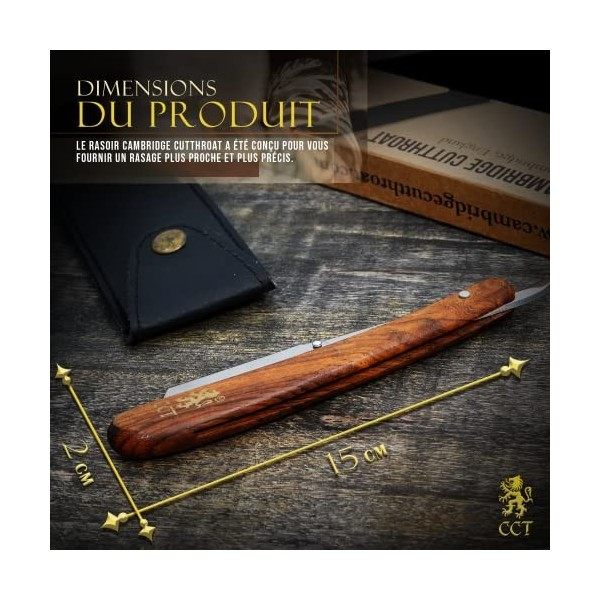 The Cambridge Cut Throat™ Rasoir Droit de Barbier Coupe Choux Manuel avec 10 Lames de Derby – Kit avec pochette de voyage en 