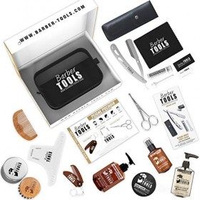 Kit/Set/Coffret dentretien et de soin pour barbe et rasage. Avec Soin de barbier | Cosmetique Made in France ✮ BARBER TOOLS 