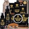 Kit Barbe Homme avec Bartöl Kit Soin Barbe Homme avec Bartbalsam, Coffret Cadeau Homme mit Bartwäsche, Bartbürste, Bartkamm, 