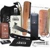 Coffret barbe et rasage pour homme | Huile à barbe, gel de rasage transparent, Rasoir coupe choux, brosse à barbe, peigne à b