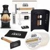 Kit de rasage - Rasoir de Sécurité/Rasoir de Sûreté + 5 doubles lames + Blaireau de rasage + savon de rasage 150ml + Pierre d