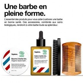 Kit de Rasage et Soins Barbe Bio Sapiens - Coffret Cadeau Homme avec Soins barbe Made in France: Gel à raser, Huile Barbe Bio