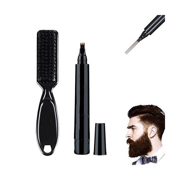 Barbe Filler Pen,Crayon à Barbe Homme,Kit De Stylo De Remplissage De Barbe,Beard Pencil Filler for Men,Beard Filling Pen Kit,