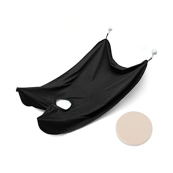 1 Pièce Noir Bavoir de Rasage Cap de Rasage Salon Care Smock Tablier de Rasage de Coupe de Cheveux pour Hommes avec 2 Ventous