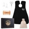 LIHAO Kit Barbe pour Homme, Kit de Rasage Comprend Tablier Barbe, Ciseaux Barbe, Peigne Barbe, Sac de Rangement, Cadeaux pour