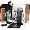 Coffret barbe et rasage pour homme | Rasoir coupe choux, brosse à barbe, peigne à barbe, ciseaux, pochette de rangement - Kit