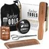 Coffret: Brosse + peigne + ciseaux + huile + baume + sac / kit barbe / BARBER TOOLS