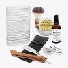Premium Kit de rasage homme - y compris rasoir barbier, étui, blaireau, un savon, bol, huile de rasage et serviette - un set 