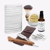 Premium Kit de rasage homme - y compris rasoir barbier, étui, blaireau, un savon, bol, huile de rasage et serviette - un set 