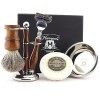 Kit De Rasage Haryali London - Kit De Rasage En Bois 5 Pièces - Lame De Rasage À 5 Bords - Blaireau À Cheveux Synthétiques - 