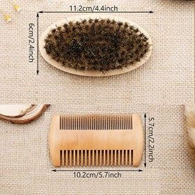 Brosse Barbe Poil De Sanglier Et Peigne Barbe Bois Accessoire Barbe Kit Barbe Kit Soin Barbe Homme Brosse à Barbe Peigne Barb