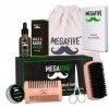 MEGAFIVE® Kit barbe pour soin et entretien [ CADEAU Parfait ] composé de Huile de Barbe,Baume de Barbe,Brosse à Barbe,Ciseaux