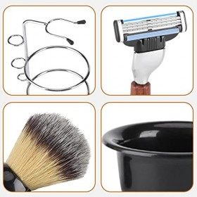 Kit de Rasage, 4 Pcs Kit de Rasage Homme, Ensemble de Bol de Rasage Kit, Coffret Barbe Homme avec Porte Rasoir, Bol de Rasage