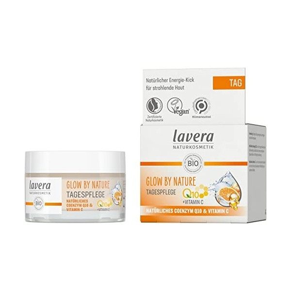 lavera GLOW BY NATURE Soin de jour – Cosmétiques naturels – végétalien – Q10 & vitamine C – Hydratant – Crème de jour – Revit