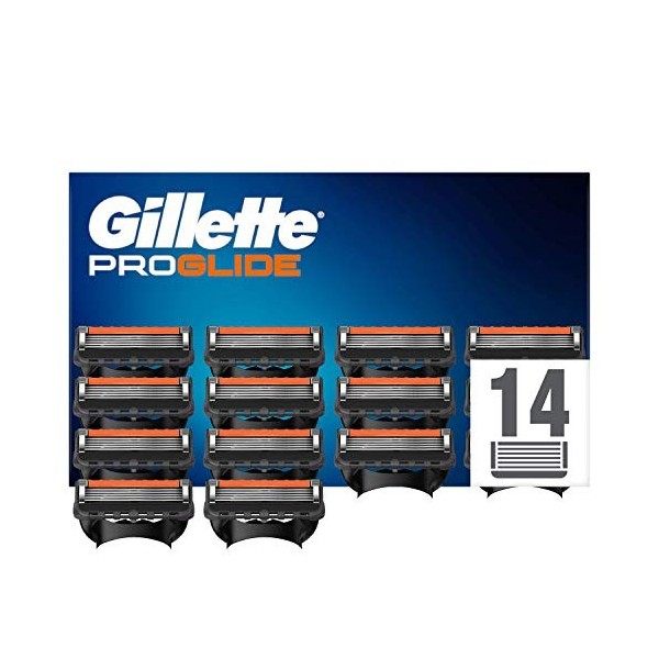 Gillette ProGlide Pour Homme, 14 Recharges De Lames, Conçu Pour Un Rasage De Près, Avec Lubrastrip