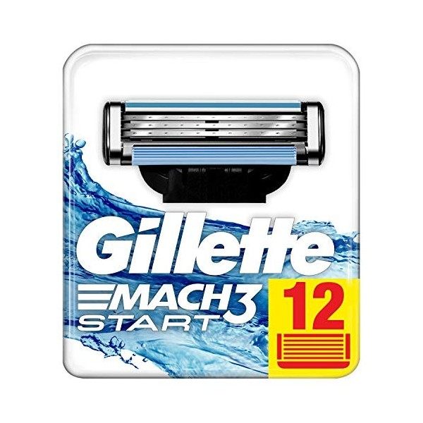 Gillette Mach3 Start Lames de Rasoir Homme, Pack de 12 Lames de Recharges [OFFICIEL]