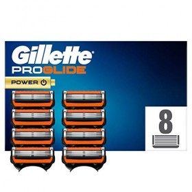 Gillette ProGlide Power Recharges De Lames De Rasoir Pour Homme 8 Unités, Avec 5 Lames Anti-Friction Pour Un Rasage De Près E