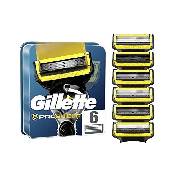 Gillette ProShield Recharges De Lames À 5 Lames Pour Homme, 6 Recharges De Lames, Avec Lame De Précision