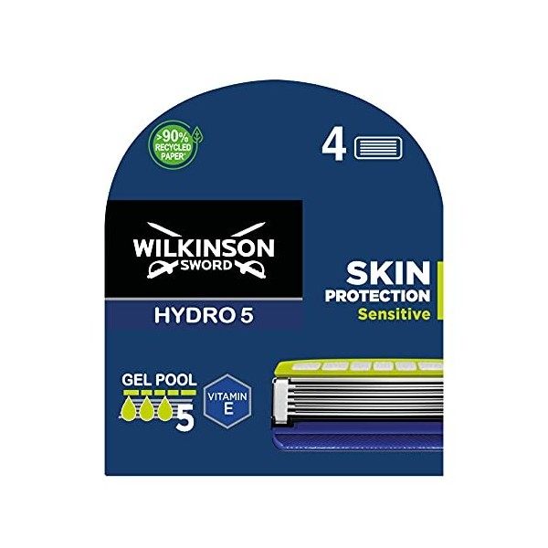 Wilkinson Sword hydro 5 Sensitive Skin Lames de rasoir pour Homme Pack de 4