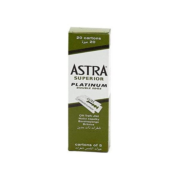 Astra Lames de rasoir double face en platine - lot de 100 - Fabriquees par Gillette P & G