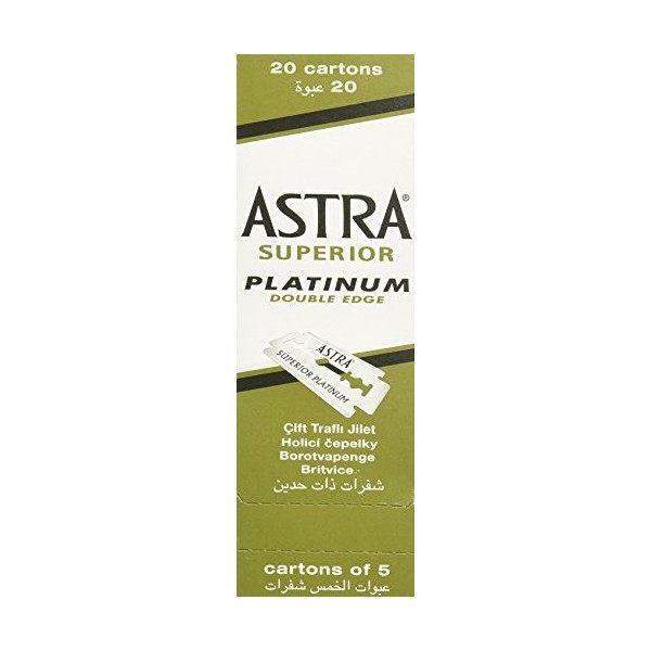 Astra Lames de rasoir double face en platine - lot de 100 - Fabriquees par Gillette P & G