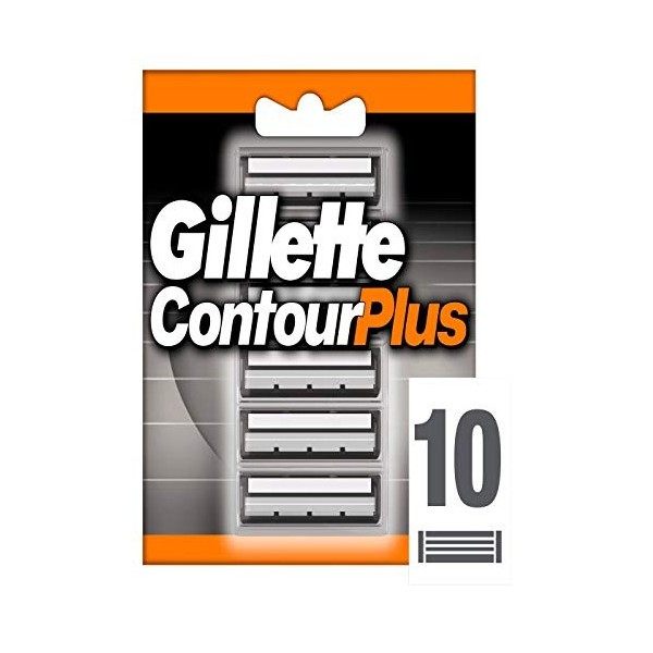 Gillette Lames de Rasoir Homme Contour Plus, Pack de 10 Recharges [OFFICIEL]