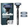 Gillette Mach3 Rasoir Pour Homme, Rasoir À 3 Lames, 1 Manche, 3 Recharges De Lames, Avec Manche En Acier Inoxydable