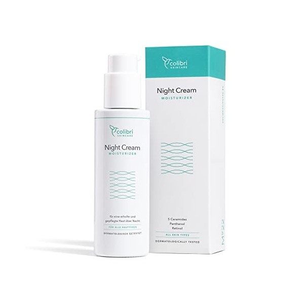 colibri skincare NIGHT CREAM 80ml - Crème de nuit anti-rides avec rétinol, acide hyaluronique et céramides pour femme et ho C...