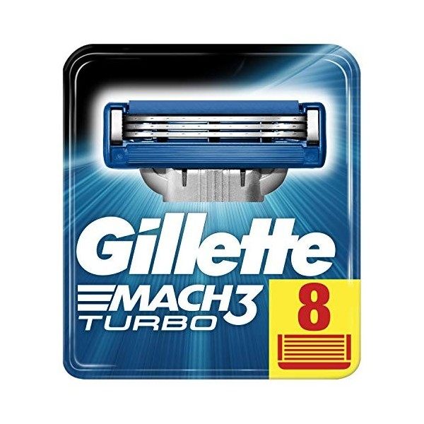 Gillette Mach3 Turbo Lot de 8 lames de rasoir pour homme