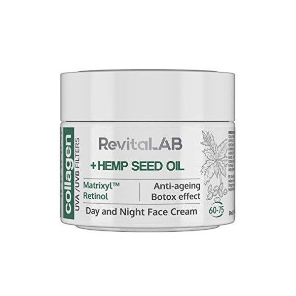 RevitaLAB - Crème de jour et de nuit au collagène hydratante et anti-âge, enrichie en acide hyaluronique, Matrixyl® 3000 et f...