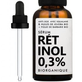 Sérum Visage RÉTINOL | ANTI-ÂGE + ANTI-IMPERFECTIONS | Avec Huile de figue de barbarie BIO + Huile de Jojoba BIO |Anti- Rides...