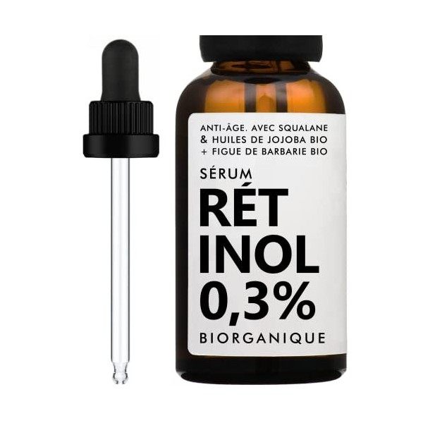 Sérum Visage RÉTINOL | ANTI-ÂGE + ANTI-IMPERFECTIONS | Avec Huile de figue de barbarie BIO + Huile de Jojoba BIO |Anti- Rides...