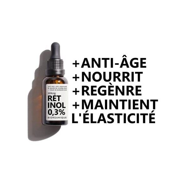 Sérum Visage RÉTINOL | ANTI-ÂGE + ANTI-IMPERFECTIONS | Avec Huile de figue de barbarie BIO + Huile de Jojoba BIO |Anti- Rides...