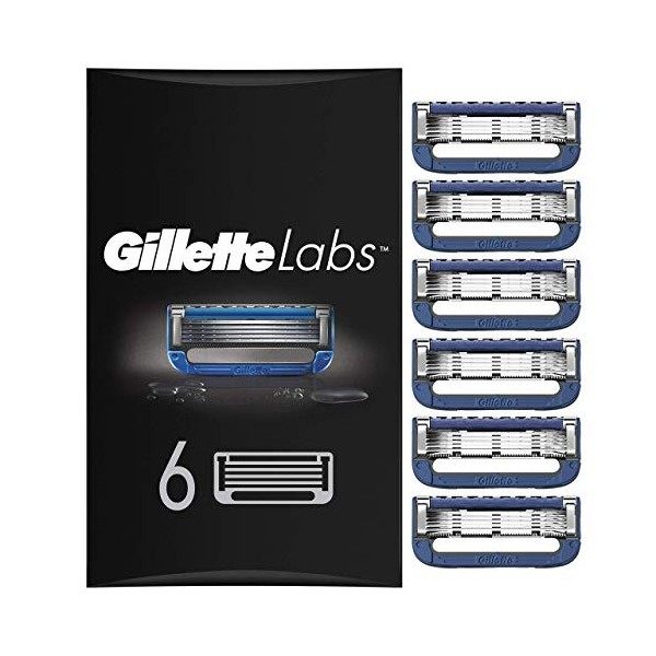 GilletteLabs Lames de Rasoir Chauffant Lames de Rasoir Homme, Pack de 6 Lames de Recharge [OFFICIEL]