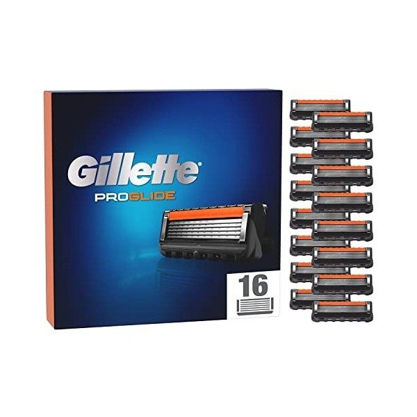 Gillette ProGlide Recharges De Lames De Rasoir Pour Homme, 16 Recharges De Lames, Conçu Pour Un Rasage De Près, Avec Lubrastr