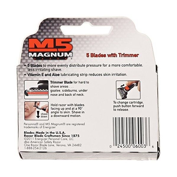 Personna M5 Magnum lames de rasoir à cartouche avec coupe, 4 Nombre Refill Blades 2 Pack 