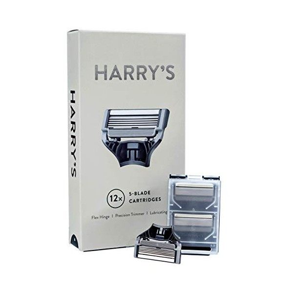 Harrys Lot de 3 paquets de 4 lames de rasoir dans boîtes de transport durables à charnières adaptées à l’eau.