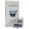 Harrys Lot de 3 paquets de 4 lames de rasoir dans boîtes de transport durables à charnières adaptées à l’eau.