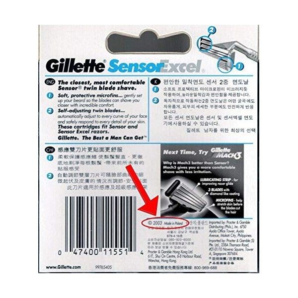 Gillette – Lot de 3 paquets de 10 lames de rasoirs Sensor Excel