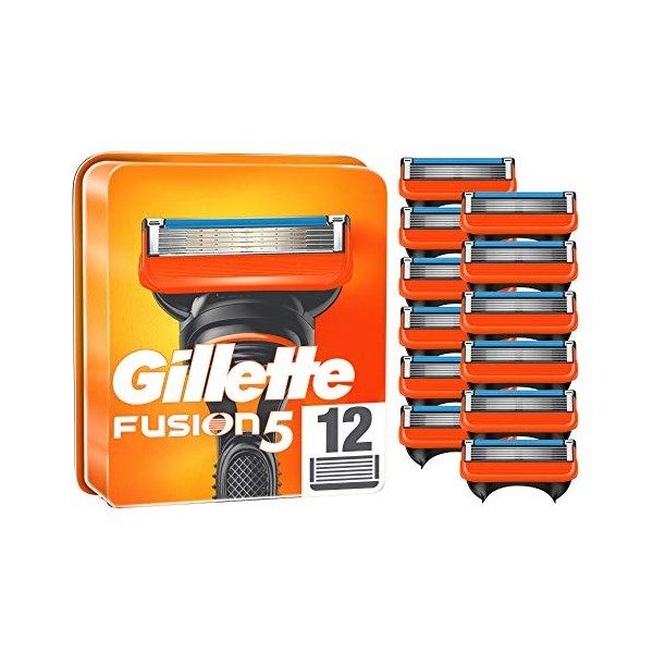 Gillette Fusion5 Recharges de Lames de Rasoir pour Homme 12 Unités