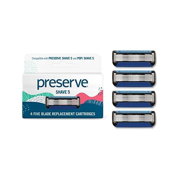 Preserve Recharge pour Rasoir 5 Lames Set de 4 Recharges, 1 Unité