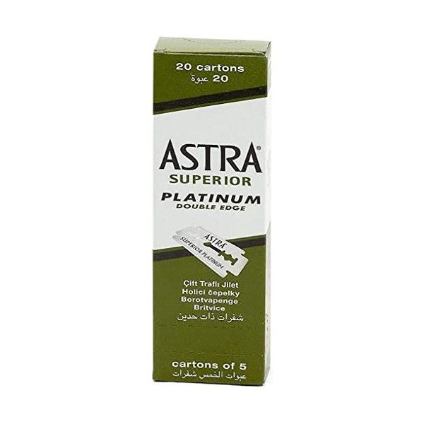 Astra Lames de rasoir double face en platine - lot de 100 - Fabriquees par Gillette P & G