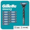 Gillette Mach3 Rasoir Pour Homme, Rasoir À 3 Lames, 1 Rasoir Gillette, 12 Recharges De Lames, Avec Manche En Acier Inoxydable