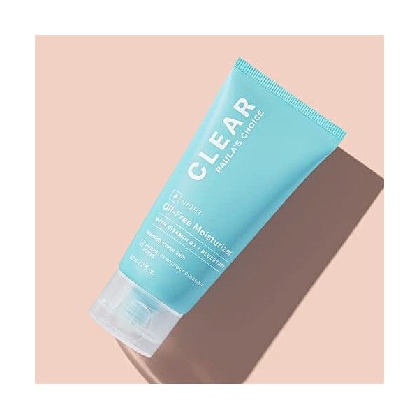 Paulas Choice CLEAR Oil Free Crème de Nuit - Hydratante Visage Réduit les Points Noirs - Texture lotion légère - Niacinamide ...